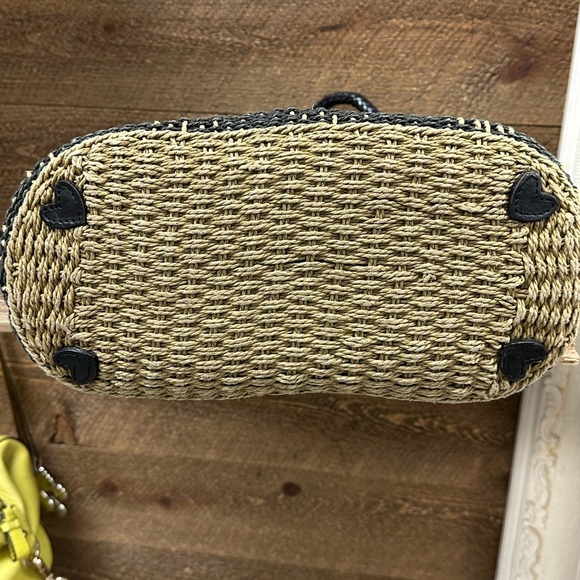 Brighton Woven Straw Tote Bag with Croc-Embossed Leather Trim & Heart Charm - Picture 5 of 12